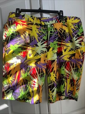 Loudmouth Men's Bold Tropical Print Shorts in Yellow, Purple & Green